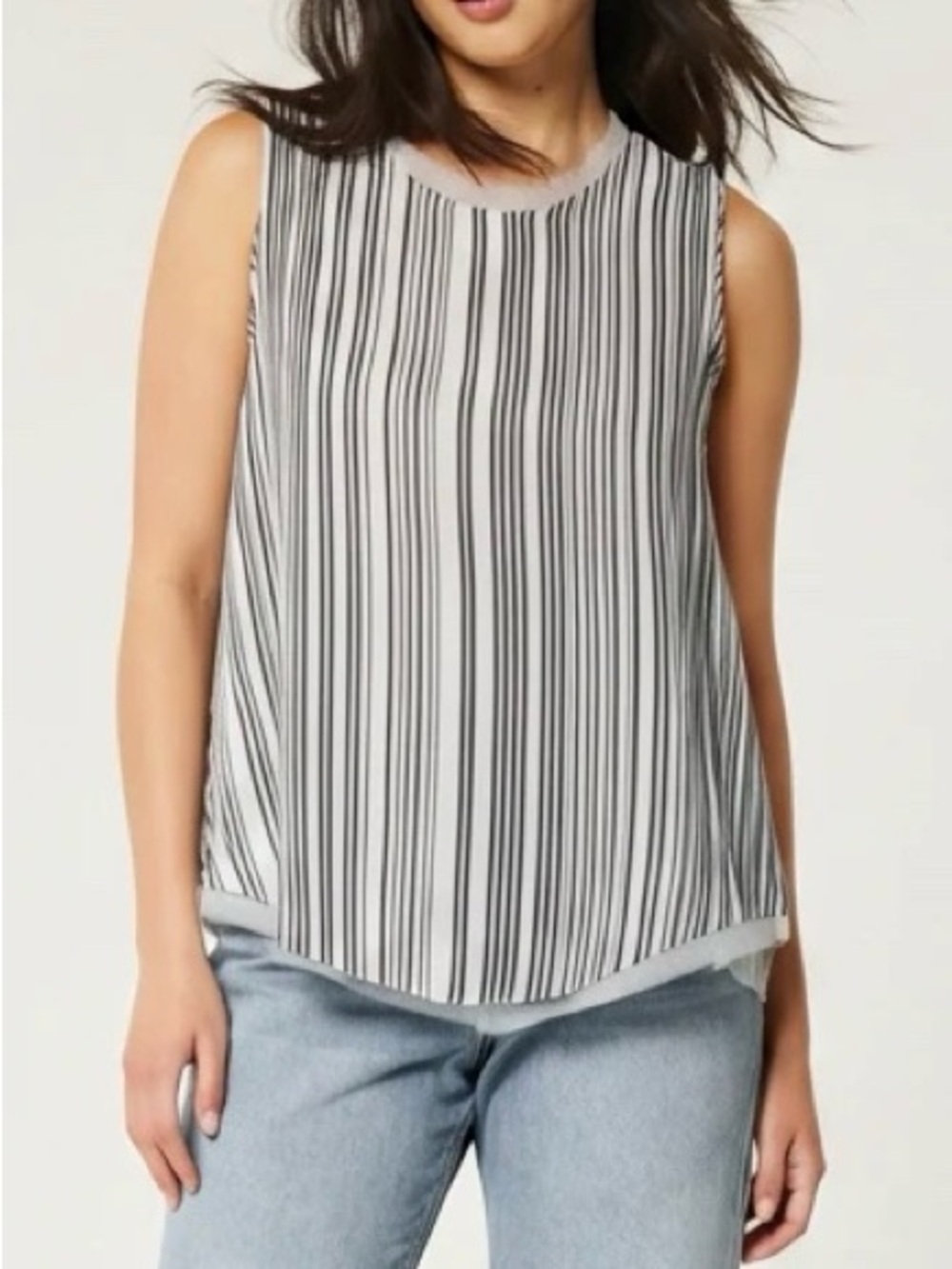 Who What Wear Black & White Striped Top